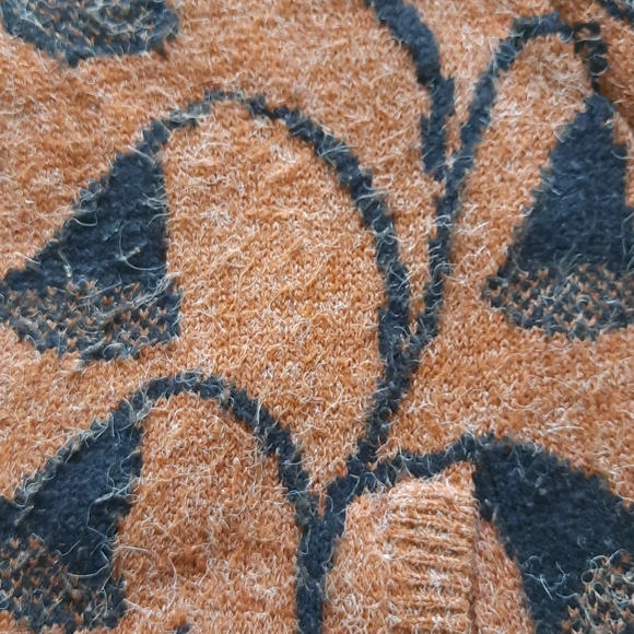 Vintage brown floral knit sweater cardigan small - Picture 7 of 12